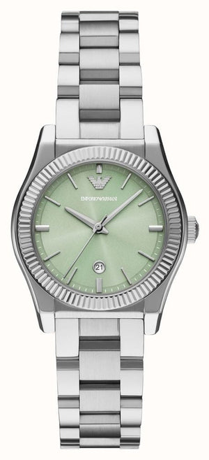 Emporio Armani Federica Mint Green Dial Silver Steel Strap Watch for Women - AR11656 Authentic Buy Shop Now
