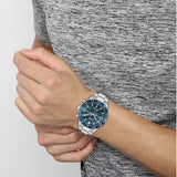 Hugo Boss Runner Chronograph Blue Dial Silver Steel Strap Watch for Men - 1514143 Authentic Buy Shop Now