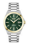 Hugo Boss Strike Green Dial Silver Steel Strap Watch for Men - 1514173