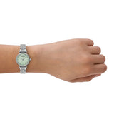 Emporio Armani Gianni T Bar Green Dial Silver Steel Strap Watch for Women - AR11667 Authentic Buy Shop Now