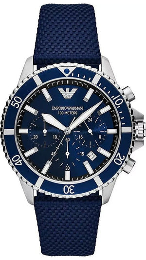 Emporio Armani World Explorer Chronograph Blue Dial Blue Nylon Strap Watch for Men - AR11588 Authentic Buy Shop Now