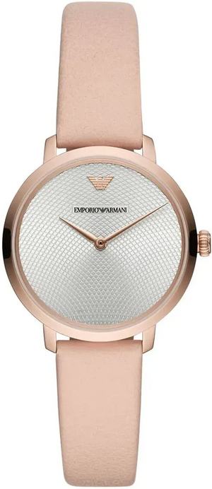 Emporio Armani Modern Silver Dial Pink Leather Strap Watch for Women - AR11160 Authentic Buy Shop Now