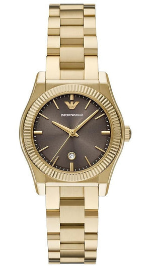 Emporio Armani Federica Brown Dial Gold Steel Strap Watch for Women - AR11700 Authentic Buy Shop Now