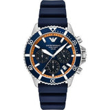 Emporio Armani World Explorer Chronograph Blue Dial Blue Silicone Strap Watch for Men - AR11696 Authentic Buy Shop Now
