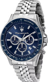 Maserati SFIDA Chronograph Blue Dial Silver Steel Strap Watch for Men - R8873640025 Authentic Buy Shop Now