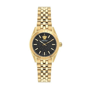Versace V-Code Quartz Black Dial Gold Steel Strap Watch for Women - VE8I00724 Authentic Buy Shop Now