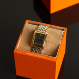 Tory Burch Eleanor Mother of Pearl Black Dial Two Tone Steel Strap Watch for Women - TBW1084 Authentic Buy Shop Now