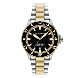 Emporio Armani Sea Explorer Black Dial Two Tone Steel Strap Watch for Men - AR60089 Authentic Buy Shop Now