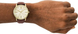 Emporio Armani Minimalist Quartz Gold Dial Brown Leather Strap Watch for Men - AR11610 Authentic Buy Shop Now