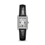 Emporio Armani Two Hand Crystals Silver Dial Black Leather Strap Watch for Women - AR11623 Authentic Buy Shop Now