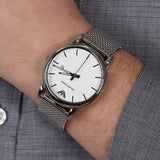 Emporio Armani Luigi White Dial Silver Mesh Strap Watch for Men - AR1812 Authentic Buy Shop Now