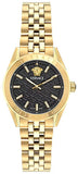 Versace V-Code Quartz Black Dial Gold Steel Strap Watch for Women - VE8I00724 Authentic Buy Shop Now