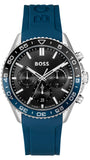 Hugo Boss Runner Chronograph Black Dial Blue Silicone Strap Watch for Men - 1514245 Authentic Buy Shop Now