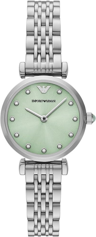 Emporio Armani Gianni T Bar Green Dial Silver Steel Strap Watch for Women - AR11667 Authentic Buy Shop Now