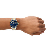 Emporio Armani World Explorer Blue Dial Two Tone Steel Strap Watch for Men - AR11682 Authentic Buy Shop Now