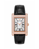 Emporio Armani Genni Silver Dial Black Leather Strap Watch for Women - AR11624 Authentic Buy Shop Now
