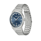 Hugo Boss Candor Blue Dial Silver Steel Strap Watch for Men - 1514076 Authentic Buy Shop Now
