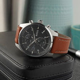 Hugo Boss Skytraveller Chronograph Black Dial Blue Leather Strap Watch for Men - 1514161 Authentic Buy Shop Now