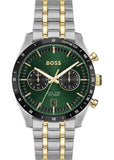 Hugo Boss Tourmaster Chronograph Green Dial Two Tone Steel Strap Watch for Men - 1514287 Authentic Buy Shop Now
