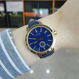 Tory Burch Collins Quartz Blue Dial Blue Leather Strap Watch for Women - TBW1203 Authentic Buy Shop Now