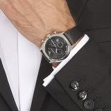 Emporio Armani Zeta Chronograph Black Dial Black Leather Strap Watch for Men - AR1975 Authentic Buy Shop Now