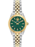 Versace V-Code Analog Green Dial Two Tone Steel Strap Watch for Women - VE8I00424 Authentic Buy Shop Now