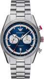 Emporio Armani Racer Chronograph Blue Dial Silver Steel Strap Watch for Men - AR11676 Authentic Buy Shop Now