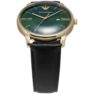 Emporio Armani Minimalist Green Dial Black Leather Strap Watch for Men - AR11601 Authentic Buy Shop Now