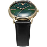 Emporio Armani Minimalist Green Dial Black Leather Strap Watch for Men - AR11601 Authentic Buy Shop Now