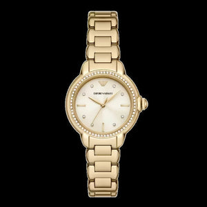 Emporio Armani Mia Crystals Gold Dial Gold Steel Strap Watch for Women - AR11609 Authentic Buy Shop Now