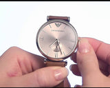 Emporio Armani Gianni Silver Dial Brown Leather Strap Watch for Men - AR1675 Authentic Buy Shop Now