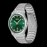 Hugo Boss Candor Green Dial Silver Steel Strap Watch for Men - 1514079