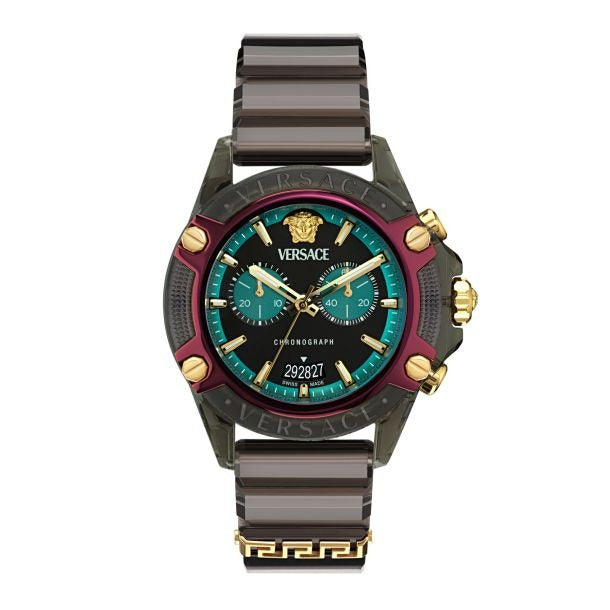 Versace Icon Active Chronograph Black Dial Black Rubber Strap Unisex Watch - VE8P00224 Authentic Buy Shop Now