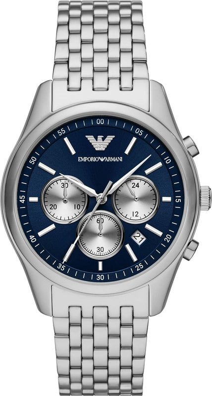 Emporio Armani Antonio Chronograph Blue Dial Silver Steel Strap Watch for Men - AR11582 Authentic Buy Shop Now