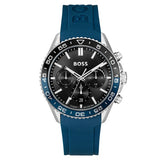 Hugo Boss Runner Chronograph Black Dial Blue Silicone Strap Watch for Men - 1514245 Authentic Buy Shop Now