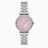Emporio Armani Gianni T-Bar Pink Dial Silver Steel Strap Watch for Women - AR11686 Authentic Buy Shop Now