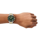 Emporio Armani World Explorer Chronograph Green Dial Two Tone Steel Strap Watch for Men - AR11695 Authentic Buy Shop Now