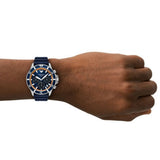 Emporio Armani World Explorer Chronograph Blue Dial Blue Silicone Strap Watch for Men - AR11696 Authentic Buy Shop Now