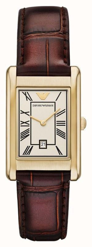 Emporio Armani Gino White Dial Brown Leather Strap Watch for Men - AR11665 Authentic Buy Shop Now