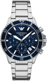 Emporio Armani World Explorer Chronograph Blue Dial Silver Steel Strap Watch for Men - AR11681 Authentic Buy Shop Now