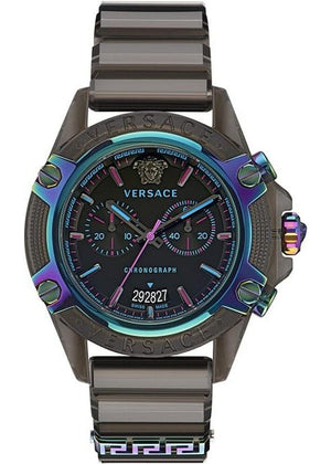 Versace Icon Active Chronograph Black Dial Grey Silicone Strap Watch for Men - VEZ701022 Authentic Buy Shop Now
