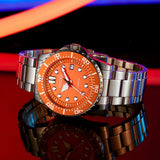 Citizen Mechanical Automatic Orange Dial Silver Steel Strap Watch for Men - NJ0128-80X Authentic Buy Shop Now