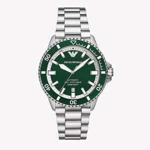 Emporio Armani Sea Explorer Green Dial Silver Steel Strap Watch for Men - AR60080 Authentic Buy Shop Now