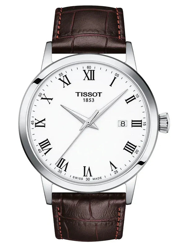 Tissot T Classic Dream Quartz White Dial Brown Leather Strap Watch for Men - T129.410.16.013.00 Authentic Buy Shop Now
