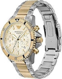 Emporio Armani World Explorer Chronograph Cream Dial Two Tone Steel Strap Watch for Men - AR11606 Authentic Buy Shop Now