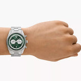 Emporio Armani Racer Chronograph Green Dial Silver Steel Strap Watch for Men - AR11637 Authentic Buy Shop Now