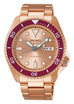 Seiko 5 Sports 55th Anniversary Limited Edition Rose Gold Dial Rose Gold Steel Strap Watch for Men - SRPK08K1 Authentic Buy Shop Now