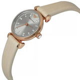 Emporio Armani Gianni T-Bar Silver Dial Beige Leather Strap Watch for Women - AR1687 Authentic Buy Shop Now