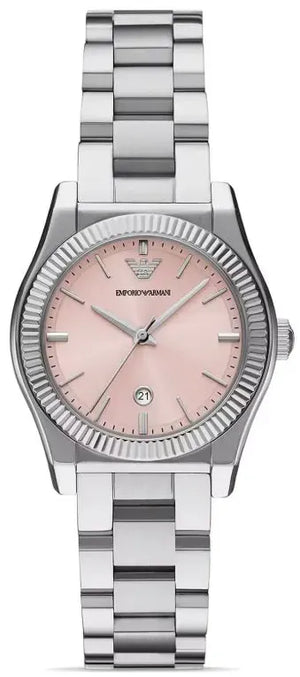 Emporio Armani Federica Pink Dial Silver Steel Strap Watch for Women - AR11658 Authentic Buy Shop Now