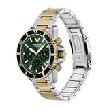 Emporio Armani World Explorer Chronograph Green Dial Two Tone Steel Strap Watch for Men - AR11695 Authentic Buy Shop Now